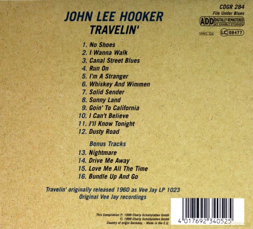 John Lee Hooker: Travelin' [CD]
