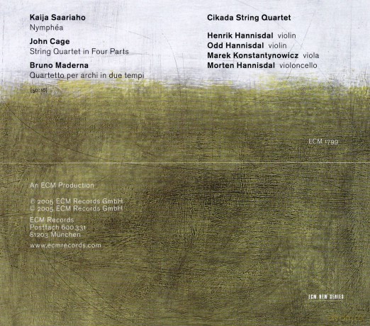 Cikada String Quartet: Saariaho/Cage/Maderna [CD]