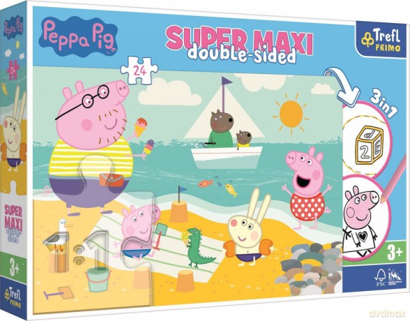 Podwójne puzzle Radosny dzień Peppy (Świnka Peppa) Super Maxi 24 el. [PUZZLE]
