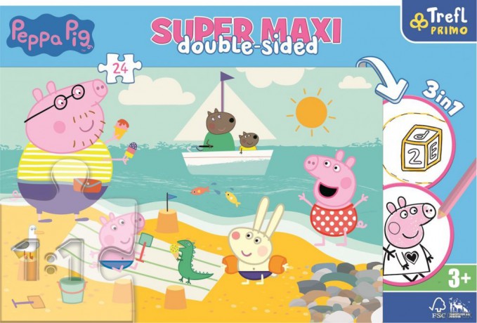 Podwójne puzzle Radosny dzień Peppy (Świnka Peppa) Super Maxi 24 el. [PUZZLE]
