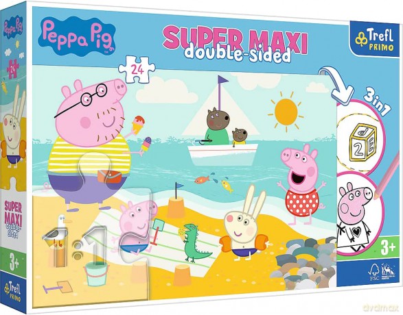 Podwójne puzzle Radosny dzień Peppy (Świnka Peppa) Super Maxi 24 el. [PUZZLE]