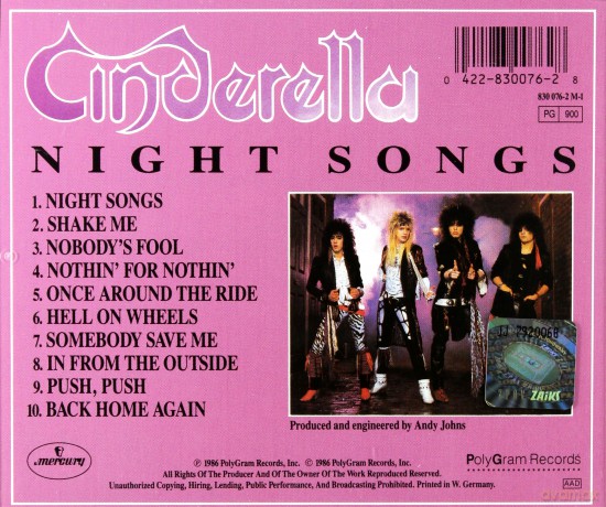 Cinderella: Night Songs [CD]