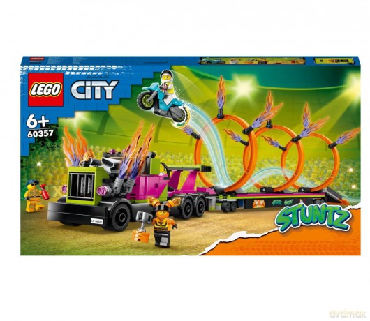 LEGO City Wyzwanie kaskaderskie - ciężarówka i ogniste obręcze (60357) [KLOCKI]