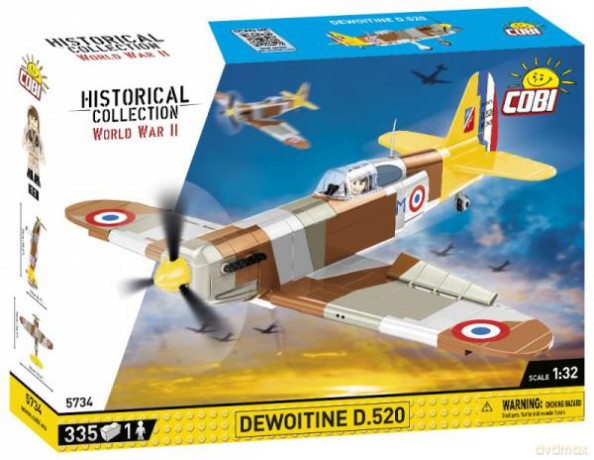 COBI 5734 Historical Collection WWII Samolot myśliwski francuski Dewoitine D.520 335 klocków [KLOCKI]