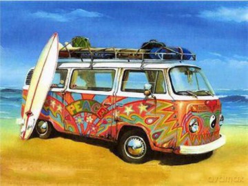 Diamentowa mozaika Kolorowy volkswagen 60173