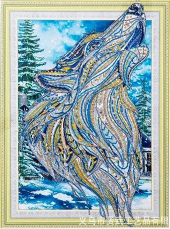 Diamentowa mozaika Mandala 7D Wilk 40x30cm 1006659