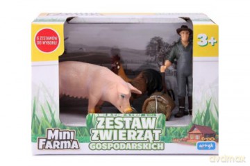 Farma zestaw Zwierzęta hodowlane świnka kogut i rolnik 143526 [FIGURKA]