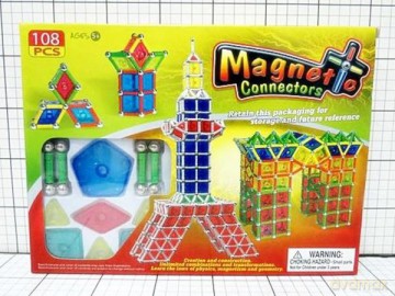 Klocki magnetyczne 108el.w pud.GAZELO [KLOCKI]