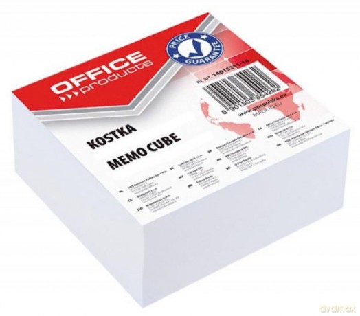 Kostka biała klejona 8,5 x 8,55 x 4cm OFFICE PRODUCTS