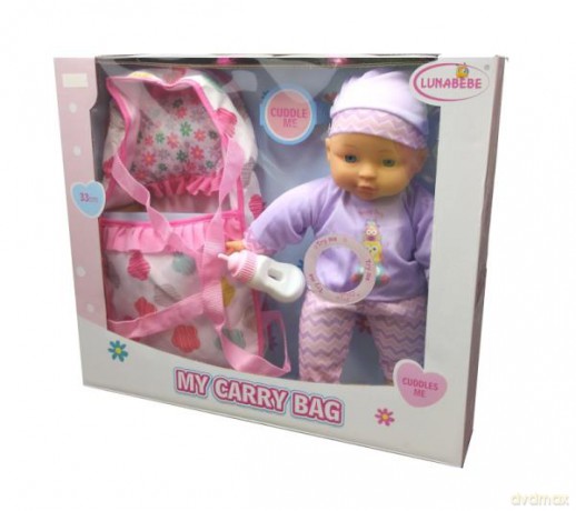 Lalka bobas 32cm z butelką nosidełkiem i dźwiękiem BLAL9130
