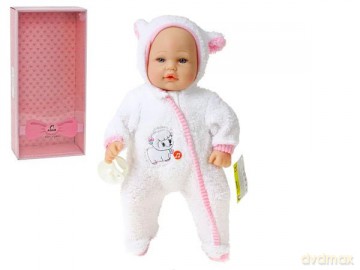 Lalka bobas w kombinezonie 40cm z dźwiękiem box