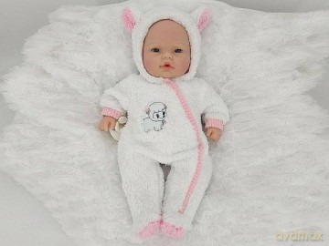 Lalka bobas w kombinezonie owcy 40cm z głosem śpiewa i mówi po polsku 564978