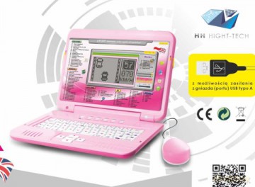 Laptop Edukacyjny z zasilaczem różowy 459388-P HH POLAND