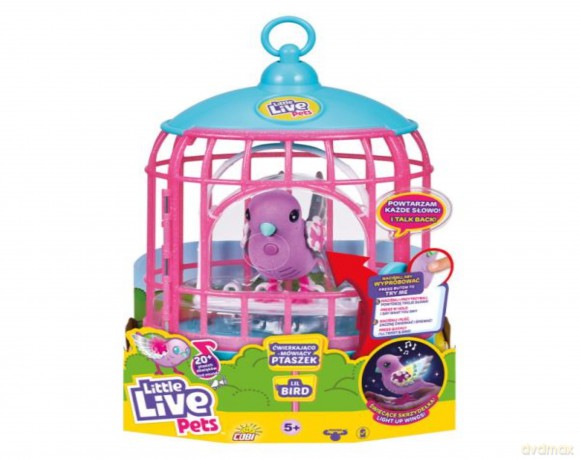 Little Live Pets 26404 Ptaszek z klatką powtarza zdania, świecące skrzydła [FIGURKA]