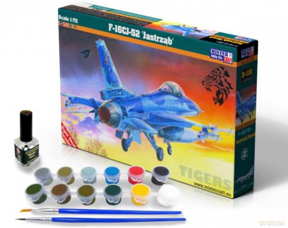 Model samolotu do sklejania F-16CJ-52+ Jastrząb 1:72 + farby, klej SD-116