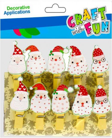 Ozdoba dekoracyjna klamerki Mikołaj Boże Narodzenie Craft with Fun 501916