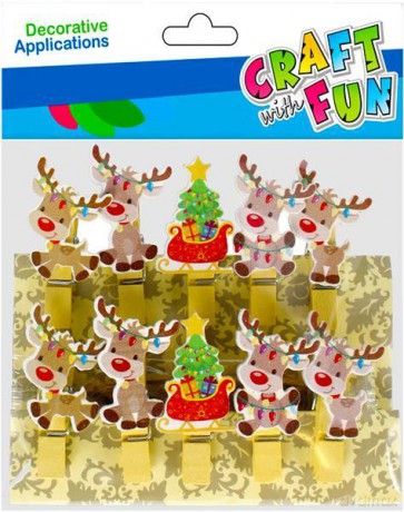 Ozdoba dekoracyjna klamerki Renifer Boże Narodzenie Craft with Fun 501907