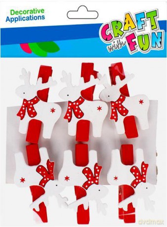 Ozdoba dekoracyjna klamerki Renifer Boże Narodzenie Craft with Fun 501915