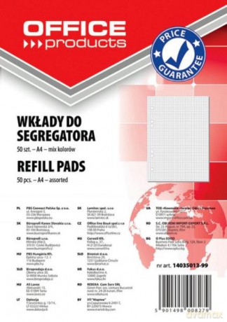 Wkład do segregatora A4 50k kolorowy OFFICE PRODUCTS