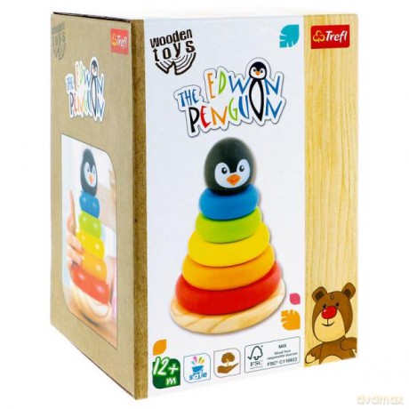 Zabawka drewniana - Edwin the penguin Piramidka 61688 [KLOCKI]