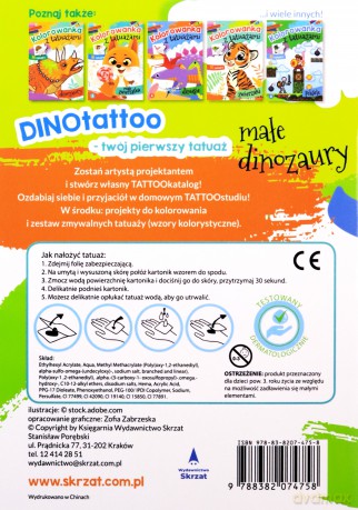 Małe dinozaury. Kolorowanka z tatuażami [KSIĄŻKA]