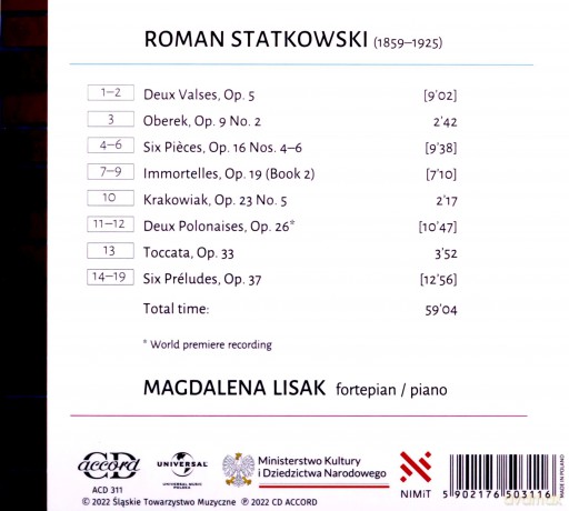 Magdalena Lisak: Statkowski - Utwory Fortepianowe [CD]