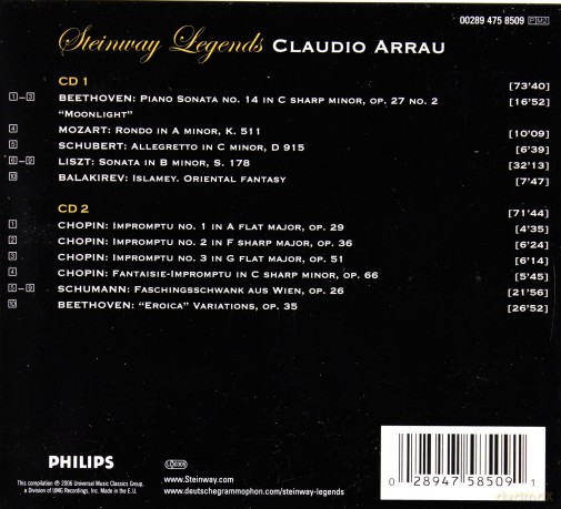 Claudio Arrau: Steinway Legends (digipack) [2CD]