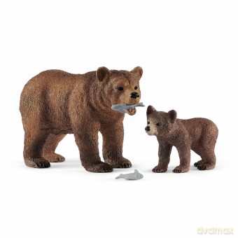 Matka Grizzly z małym niedźwiedziem SLH42473 [FIGURKA]