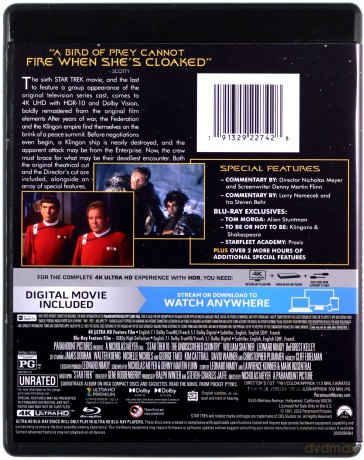 Star Trek VI: The Undiscovered Country (Star Trek VI: Wojna o pokój) [Blu-Ray 4K]+[Blu-Ray]