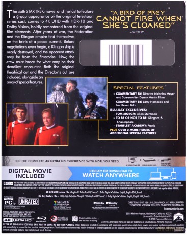 Star Trek VI: The Undiscovered Country (Star Trek VI: Wojna o pokój) [Blu-Ray 4K]+[Blu-Ray]