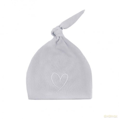 Czapka bawełna szara z białym sercem 1-3 miesięcy