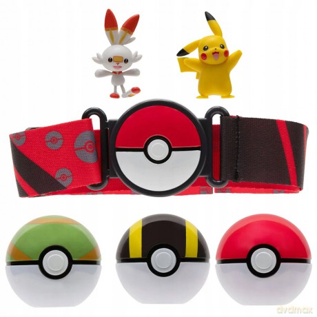 Pokemon Clip 'n' Go Poke Ball Belt Pas Set (Ultra Ball, Poke Ball, Nest Ball, Scorbunny,Pikachu, Red Belt) [FIGURKA]