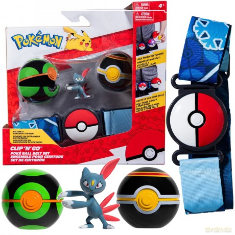 Pokemon Clip 'N' Go Poke Ball Belt Set (Dusk Ball, Luxury Ball, and Sneasel Seria 11 [FIGURKA]