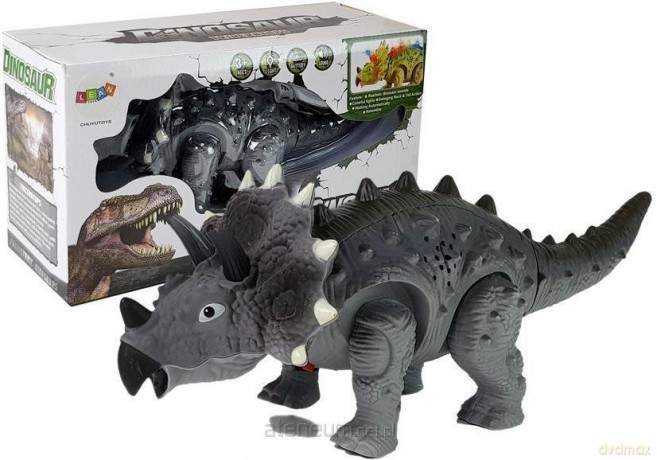 Dinozaur na baterie Triceratops szary [FIGURKA]