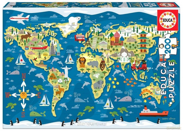 EDUCA 200 el. Mapa świata [PUZZLE]