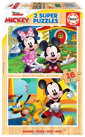 EDUCA 2x16 Myszka Miki Minnie (drewniane) [PUZZLE]