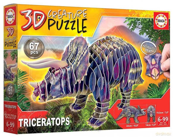EDUCA 3D Dinozaury - Triceratops 67 el. [PUZZLE]
