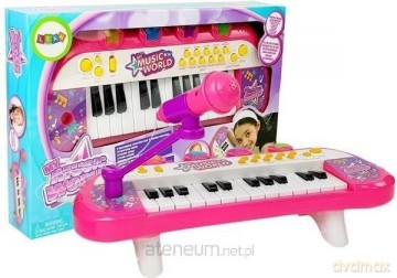 Keyboard z mikrofonem różowy