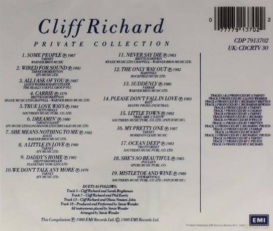 Cliff Richard: Private Collection - 1979-1988 [CD]