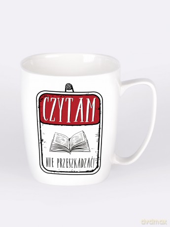 Kubek ceramiczny biały Czytam - nie przeszkadzać!