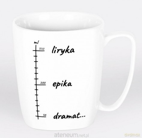 Kubek ceramiczny biały Liryka, epika, dramat...