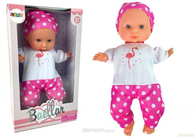 Lalka bobas różowa piżama w kropki 30 cm