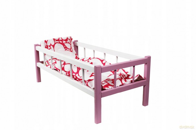 Łóżeczko różowe dla lalek z pościelą