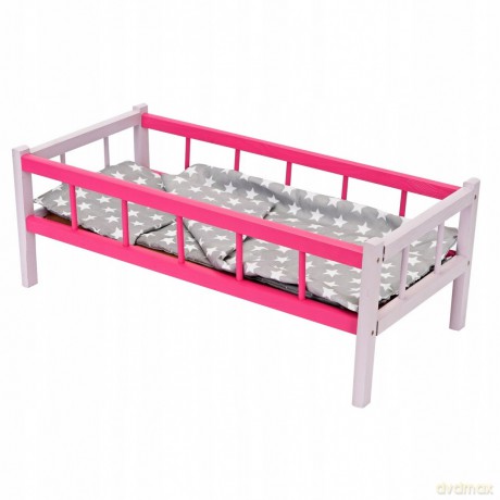 Łóżeczko różowe dla lalek z pościelą