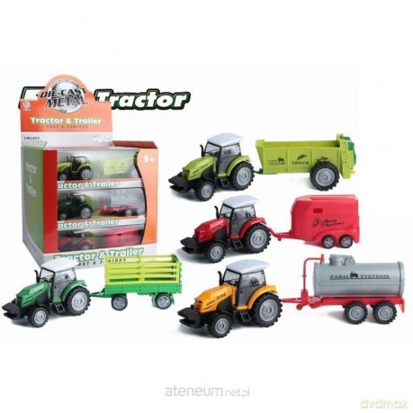 Traktor metalowy z przyczepą MIX