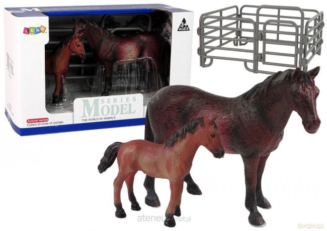 Zestaw 2 figurek konie + zagroda [FIGURKA]