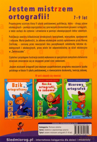Zadania z poprawnego pisania Jestem mistrzem ortografii - Hanna Zielińska [KSIĄŻKA]