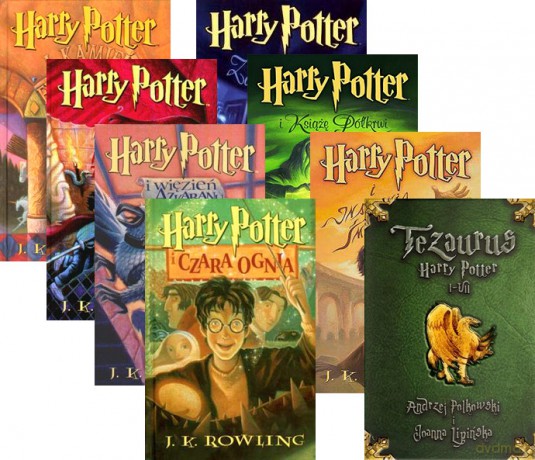 Harry Potter 7 tomów komplet (miękka) + Tezaurus - Joanne K. Rowling, Andrzej Polkowski Pakiet [8xKSIĄŻKA]