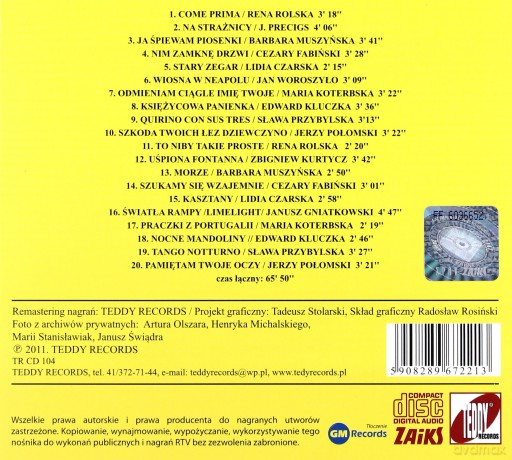 Niezapomniane piosenki lat 50-tych (Muzyczne Sentymenty 4) (digipack) [CD]