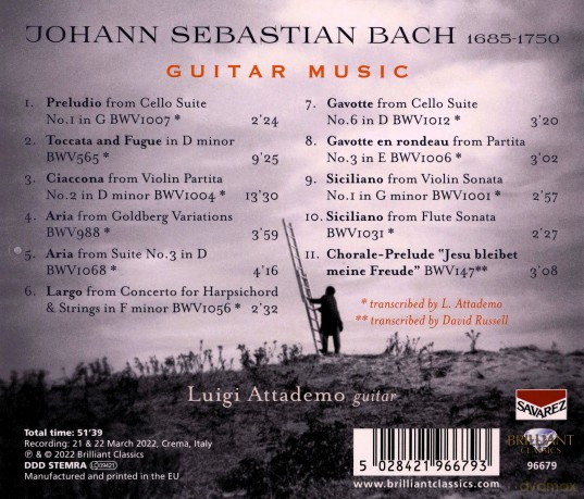 Luigi Attademo: Attademo-Bach,J.S.:Guitar Music [CD]
